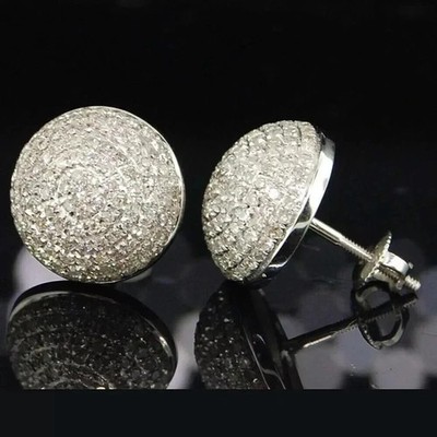 2 kt runde Lab Created Diamant Damen Cluster Ohrstecker 14 kt Weißgold plattiert