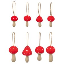 IKEA Ornament Mushrooms Set Of 8 Red Fabric Mushroom 006.046.08 Free Ship