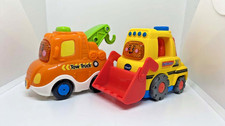 VTech Go Go Smart Wheels Vehicles Tow Truck- Bulldozer Truck Set Of 2 EUC