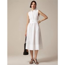 J Crew NWT Petite Fitted Waist Shirt Dress in Cotton Poplin Size P4 in White