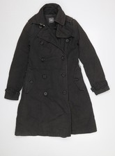 GAP Women's Black Cotton Trench Coat Size 8 Long Lined Classic Style