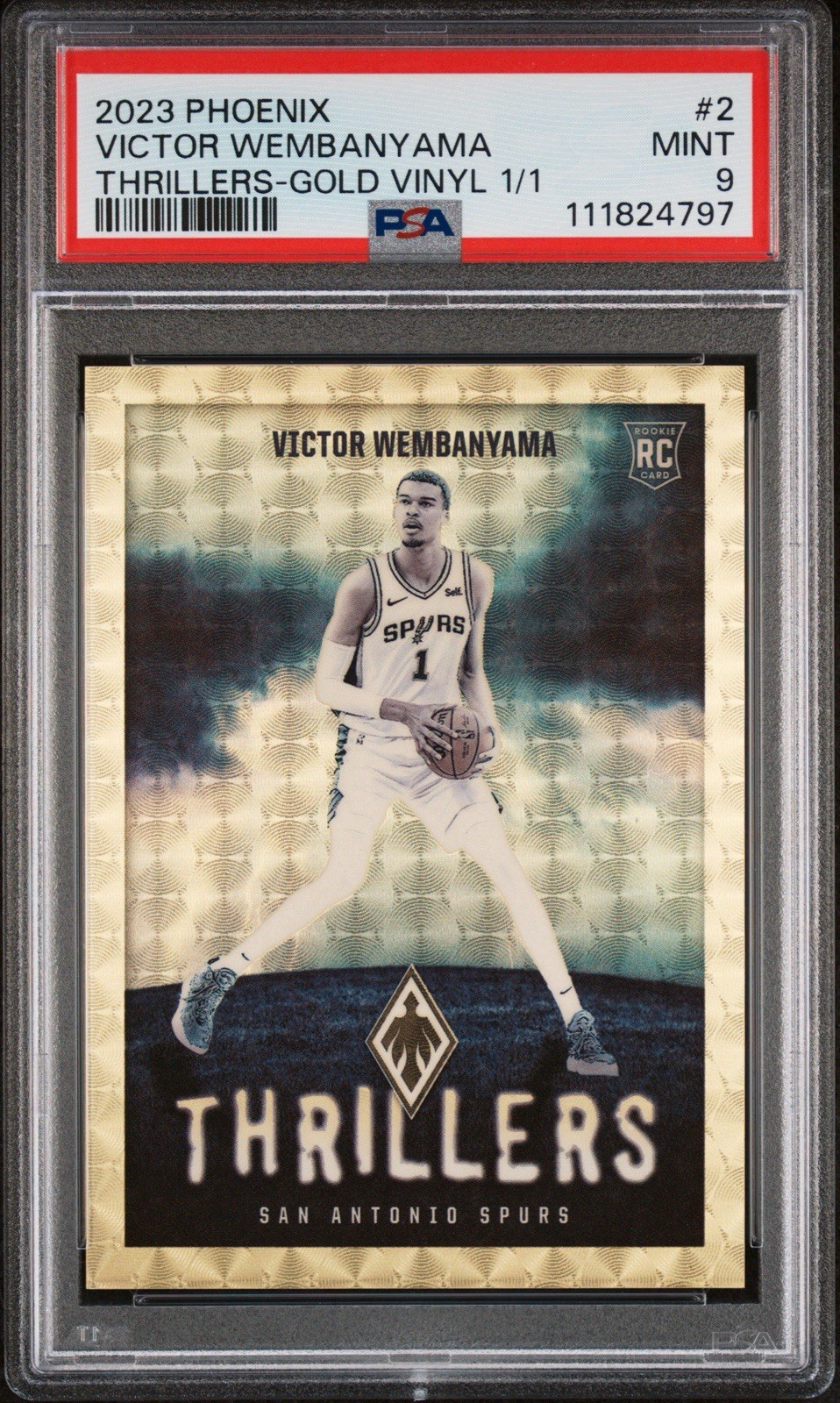 2023 Victor Wembanyama Phoenix Thrillers Gold Vinyl 1/1 Card #2 RC