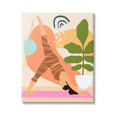 Bold Abstract Shapes Yoga Fitness Person Houseplant, Design by Annie Warren