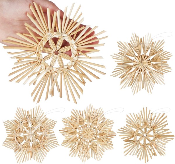 Strohsterne Christbaumschmuck 12 StüCk 15Cm Weihnachtsdekoration Groß-image