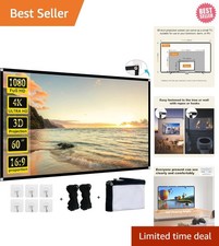 Portable 60-Inch Projector Screen with 160-Degree Viewing Angle for Movie Nights
