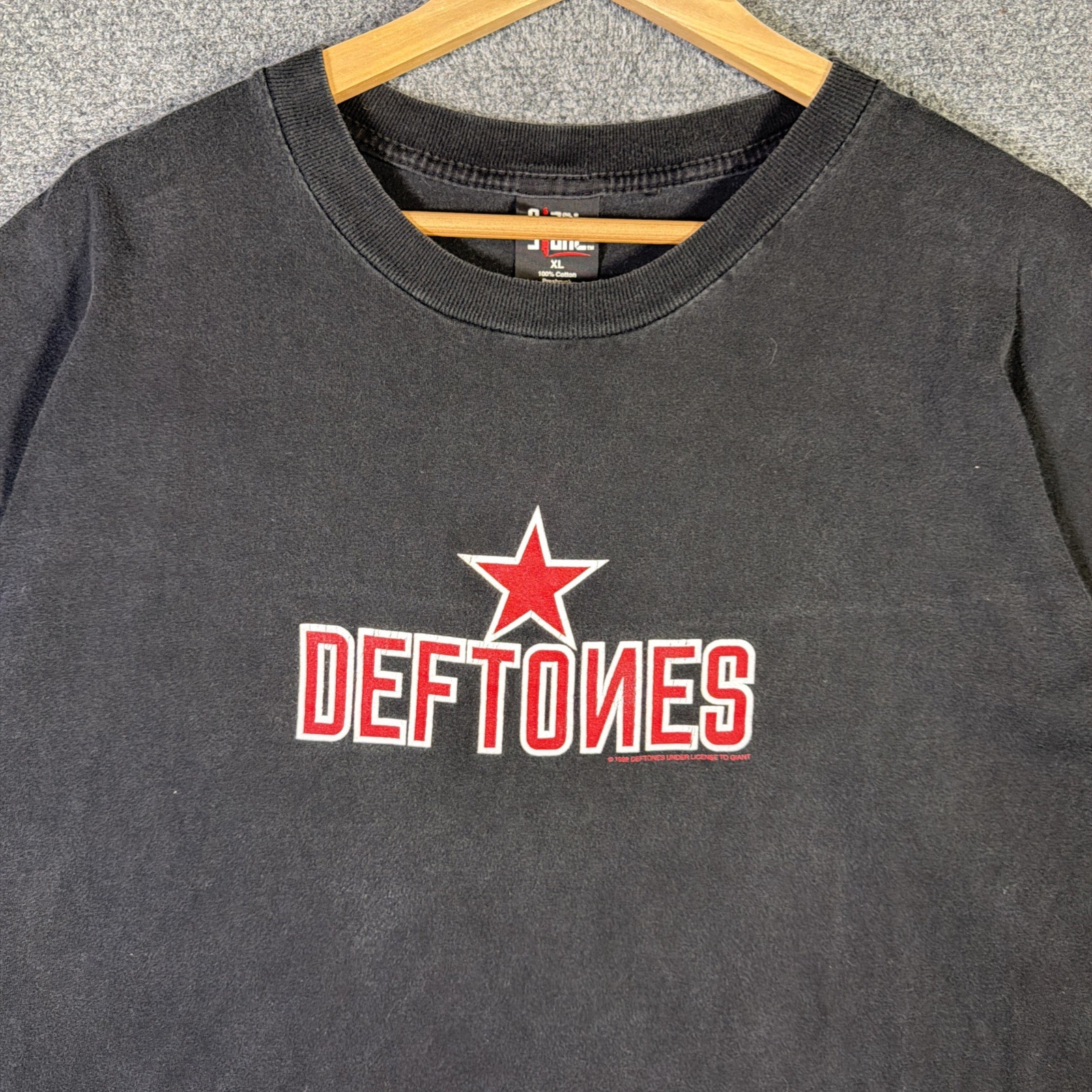 Vintage Deftones Shirt Black 90s 1998 Soviet Star Band Tee Giant Faded