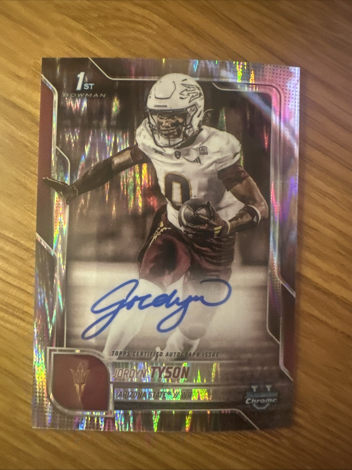 2025 Bowman Chrome U Jordyn Tyson Stealth Auto On-Card 1st Arizona State JTY