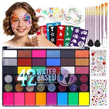 42 Color Face Paint Palette Water Activated Face Painting Kit for Party