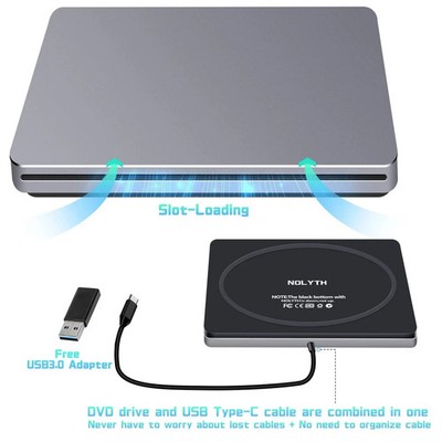 External DVD Drive USB C SuperDrive for Apple, Slot-in CD Drive