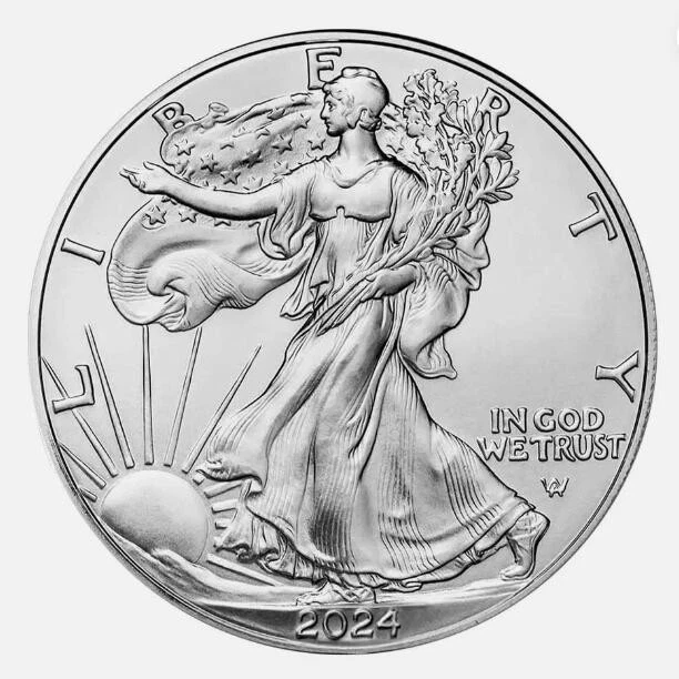 Серебряная монета $1 американский орел 2024 1 унция чистота 999 BU - Изображение 2 из 4