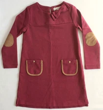 Hope & Henry Little Girls Size 5 Maroon Riding Dress Bow Elbow Patches Pockets