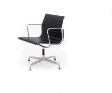 Vitra Charles Eames EA 108 Chair Leder Alu drehbar schwarz Besucher Konferenz