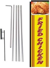 Fried Chicken Rectangle Feather Banner Flag Sign with Pole Kit and Ground...