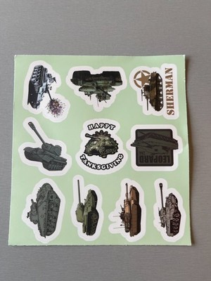 10 stickers: armored tanks, tanks, Sherman, M1 Abrams, T90, T34
