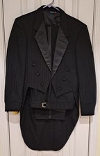 Vintage After Six Miami Vice Black Tailcoat Tuxedo Suit Size 36R Jacket And Pant