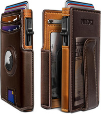 Airtag Wallet for Men,With Money Clip 10 Cards Metal Case Smart Slim Pop up Cred