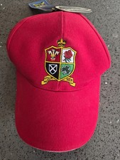 vibrant red British and Irish Lions rugby cap features  2005 New Zealand tour.