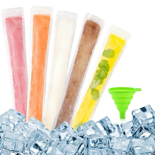 Tsathoggua 100 Pack Ice Pop Bags with Silicone Funnel - Ice Pop Bags - BPA