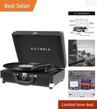 Journey Bluetooth Portable Suitcase Record Player - 3 Speed Vinyl in Black