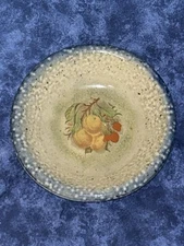 Vintage Salt Glazed Pottery Condiment Bowl with Fruit Cluster