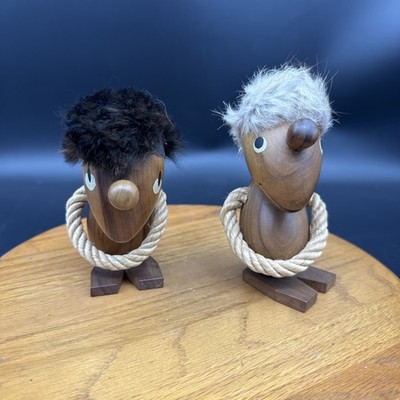 2 Hans Bolling Danish Modern Teak Optimist and Pessimist Figures