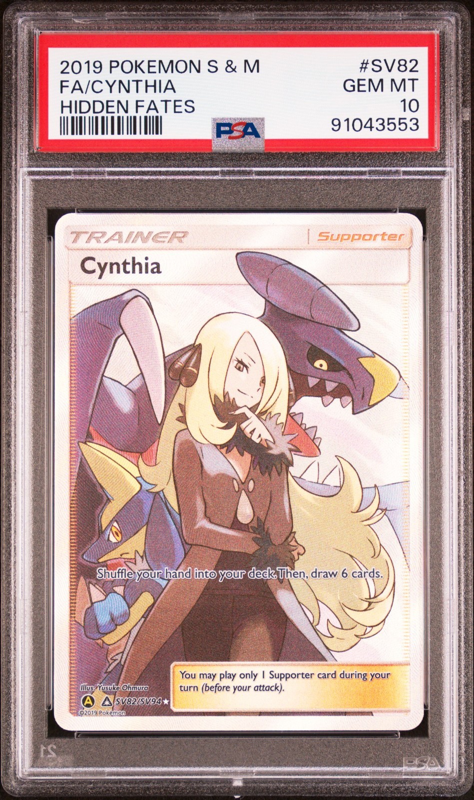 PSA 10 - SM Hidden Fates - Cynthia - SV82/SV94 - Full Art Ultra Rare