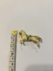 Vintage White Enamel Carousel Horse Brooch Gold Tone Turquoise Cabochon Pin — photo 4