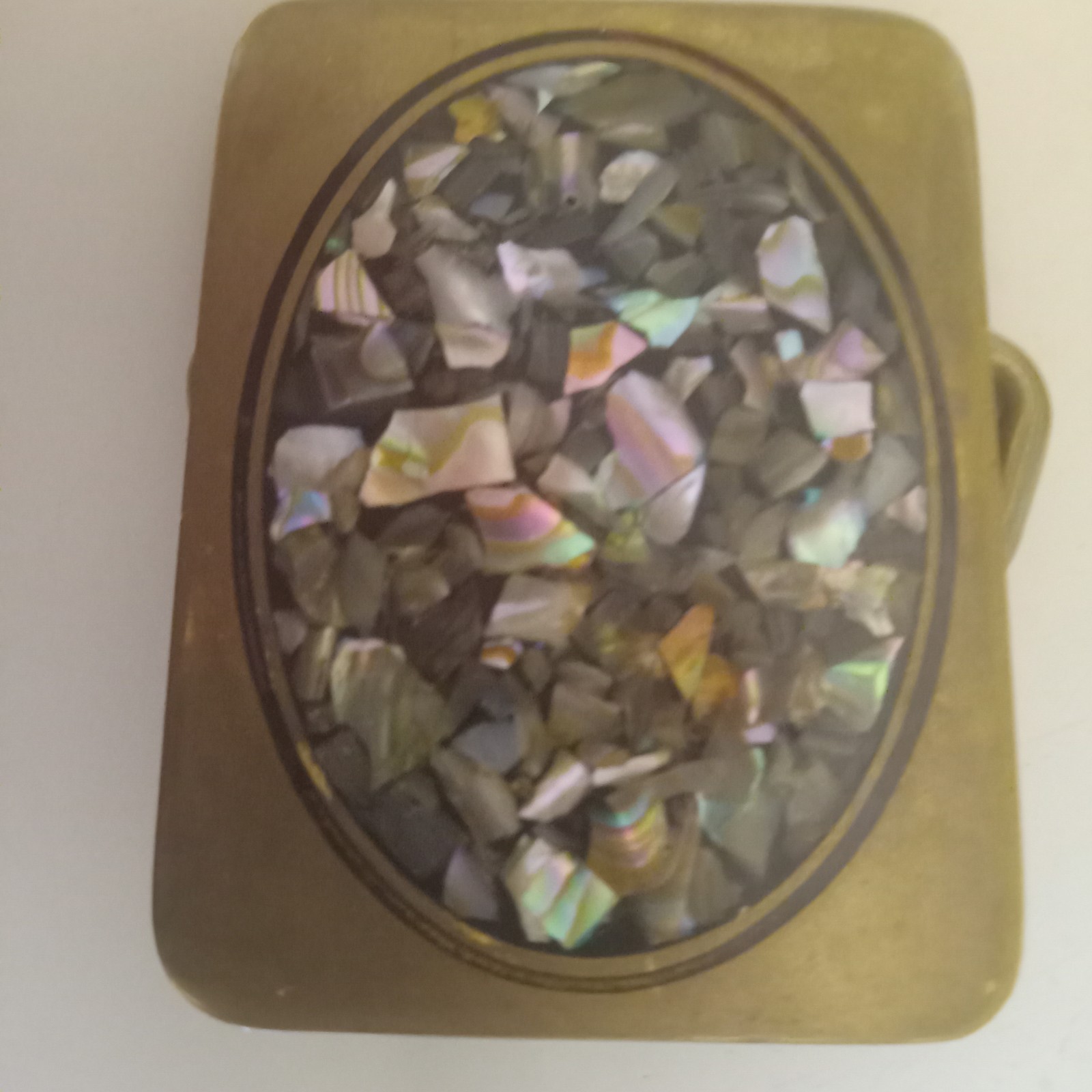 Stunning Solid Brass Inlaid Abalone Shell Belt Bu… - image 12