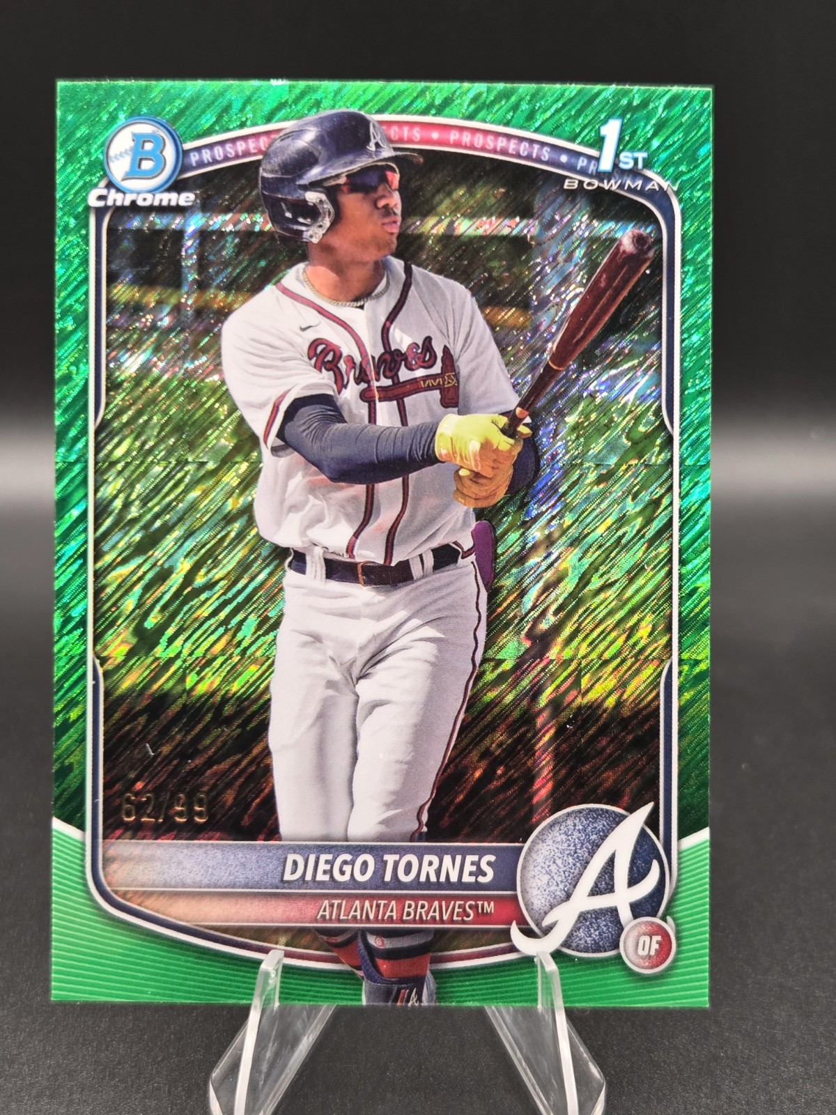 Diego Tornes /99 1st Green Shimmer Refractor 2025 Bowman Chrome - Braves