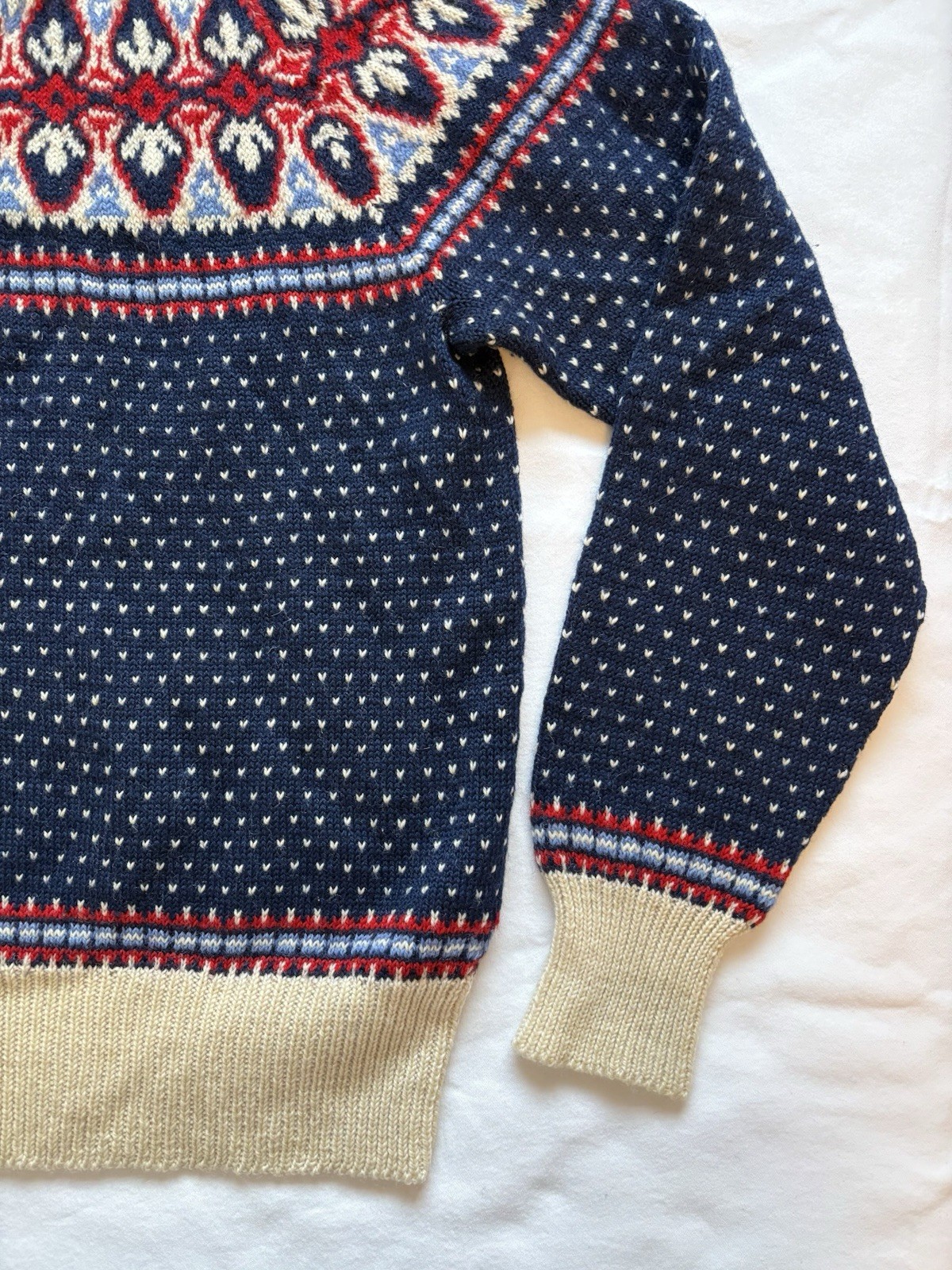 Paul Mage Sweater Womens Red White Blue Fair Isle Wool Made in Denmark Vintage image 10