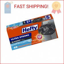 Hefty Ultra Strong 13 Gallon Trash Bags, Black Tall Kitchen Trash Bags 13 Gallon