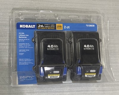 Kobalt 24V MAX Ultimate Output 4.0 Ah Battery 2 Pack #5126030 NEW Sealed