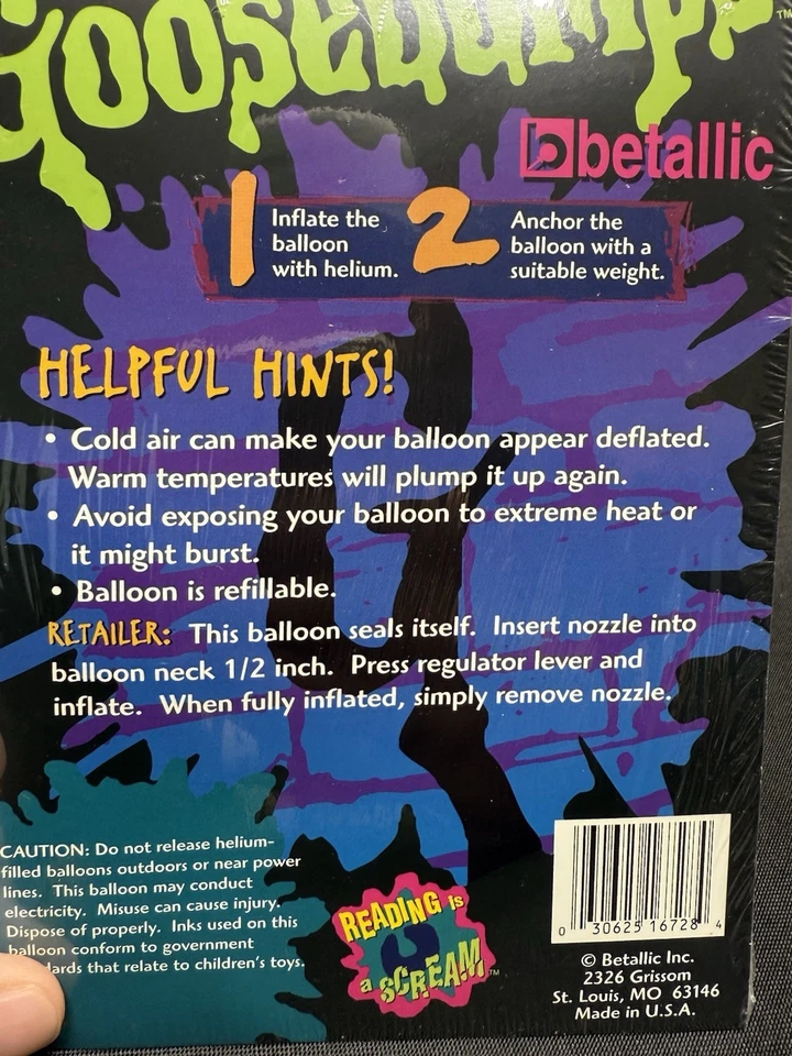 Globo Goosebumps Mylar 1996 Halloween Reading is a Scream Foto 4 de 4