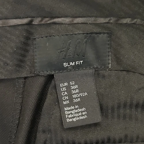 H&M Men's Slim Fit Side Stripes Chino Dress Black Pants Adjustable Size 36 R - Picture 16 of 17