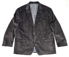 Vtg CHAPS Gray Cotton Corduroy Lined Sport Coat Men 50R 32" Long Blazer Jacket