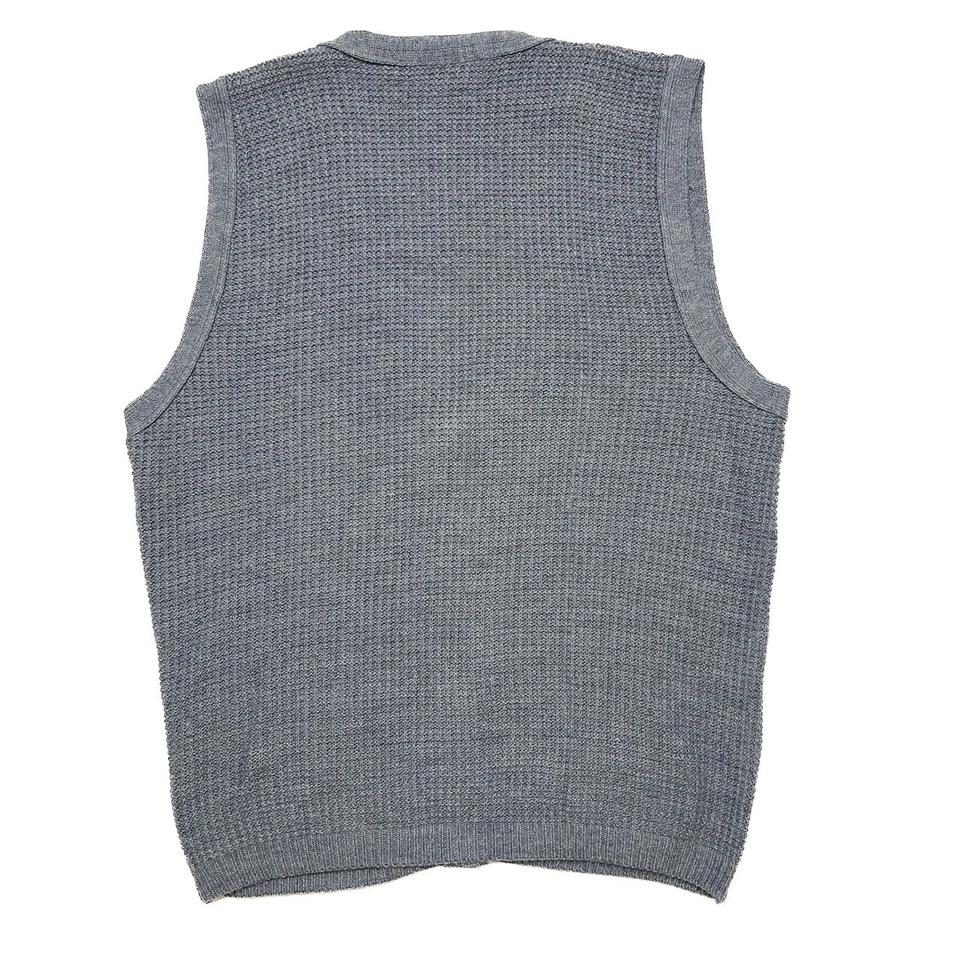 Haband! Cárdigan suéter vintage años 80 tejido gofre sin mangas cuello en V para hombre XL Foto 3 de 4