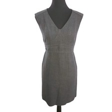 Ann Taylor Loft Dress Womans 4 Petite Gray Shift Sleeveless Empire Hem Flaw