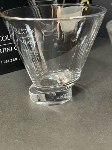 Stemless Martini Glasses Set of 4 Hand Blown Crystal Offset Base Modern Barware - Picture 4 of 13