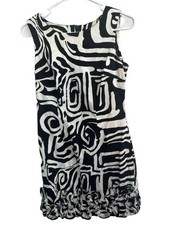 Tiana B. Dress Size S Black White Abstract Print Ruffle Hem