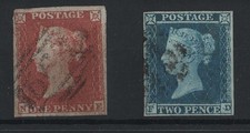 Product Image: GB 1841 2d blue plate 4 FD, sg14 vfu, 4 margins c£90, also a vfu 1d red sg8