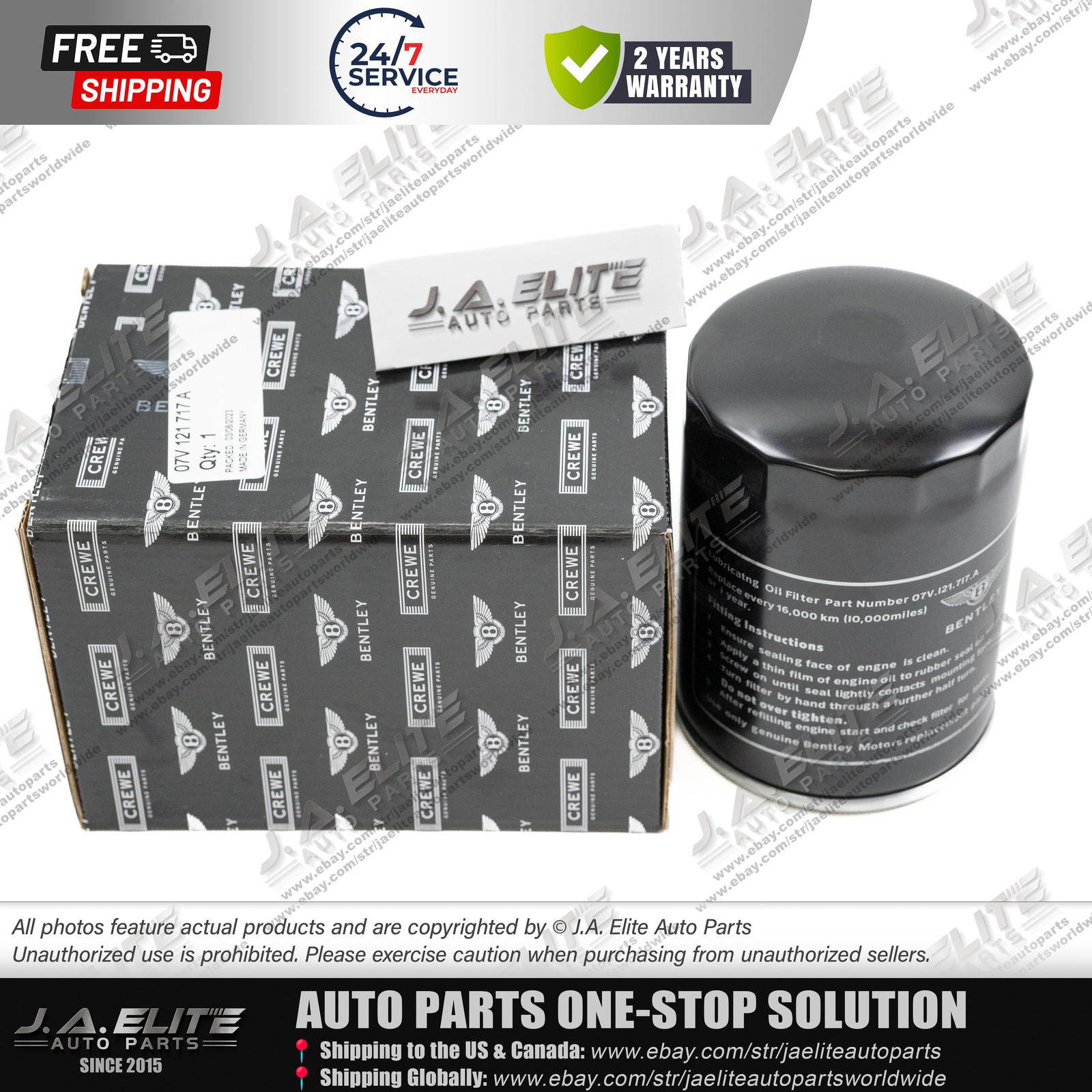 Genuine Bentley Oil Filter fits Bentley Mulsanne Arnage, OEM:07V121717A