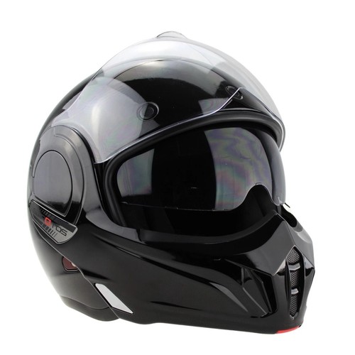ViPER F242 180° Flip Over P&J Rated Motorcycle Motorbike Helmet - Gloss Black - Picture 6 of 9