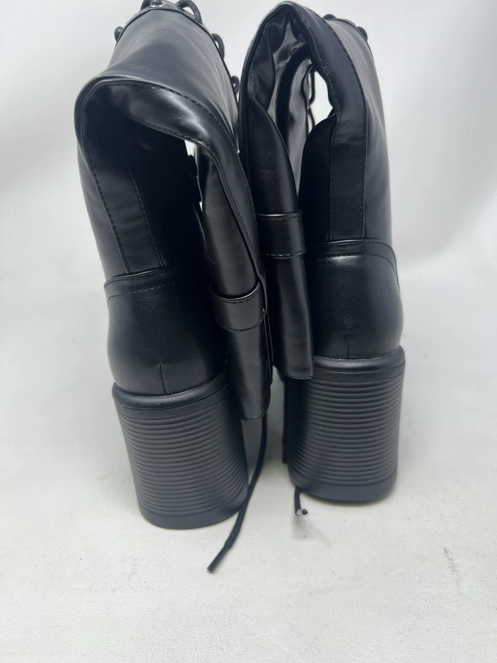 Shoedazzle Tacón Hara Combat Botas con Cordones/Cremalle Negro Talla 8 (Caja dañada) Foto 4 de 4