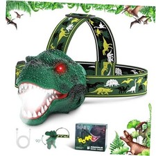 Kids Headlamp,Rechargeable T-Rex Dinosaur Headlamp for Kids and LED Dark Green