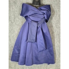 ASOS Navy Blue Off The Shoulder Wrap Bow Fit & Flare Cocktail Midi Dress US 4