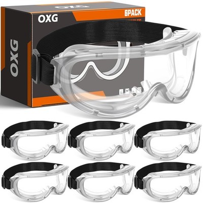 6 Pack Protective Safety Goggles Anti-Fog, Adjustable Splash Eye Protection S...