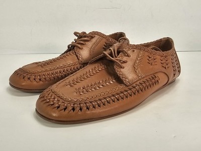 Shutz Maddy Whipstitch Leather Lace Up Loafers Size 8.5 anthropologie boho flats