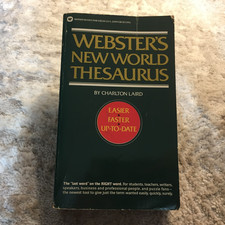 Websters New World Thesaurus Paperback Book by Charlton Laird Warner Books 1982