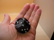 32mm Black with White Tactile Die for Vision Impaired - RPG Tabletop Dice Game