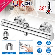 Dual Outlet Thermostatic Shower Bar Mixer Valve Taps Chrome Bathroom Exposed Bar